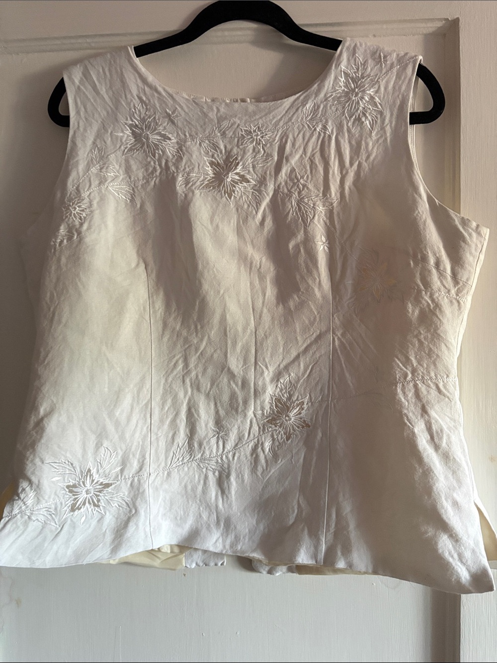 White Sleeveless Embroidered Women’s Top